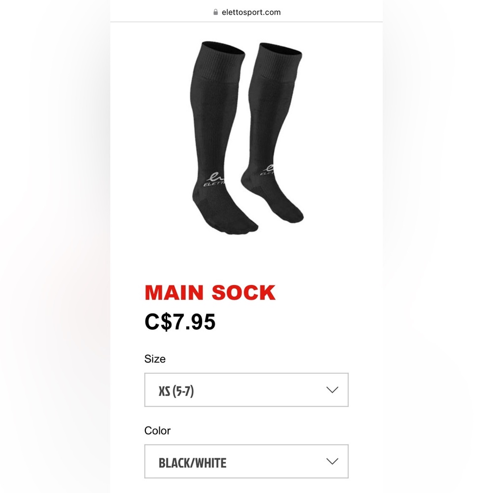 Eletto Kids Soccer Socks - size XS (kids 12-3 shoe size)